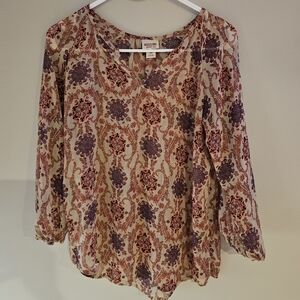 Mossimo Supply Co. Women's Paisley Blouse - Cream and Purple